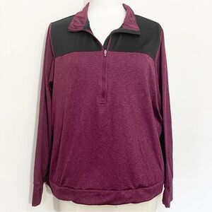 AVIA quarter zip collar color blocked medium weight sweat shirt thumb holes XL